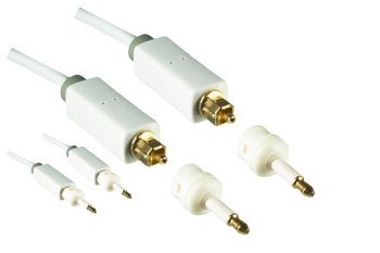 Câble Toslink, diamètre 4mm, connecteur HQ, Monaco Range, + 2 adaptateurs sur mini Toslink, blanc, boîte DINIC avec trou européen, longueur 5,00m